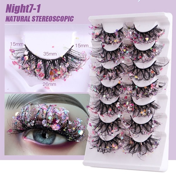 7 Par Glitter Lashes Night Luminous False Eyelashes NIGHT7-1 Night7-1