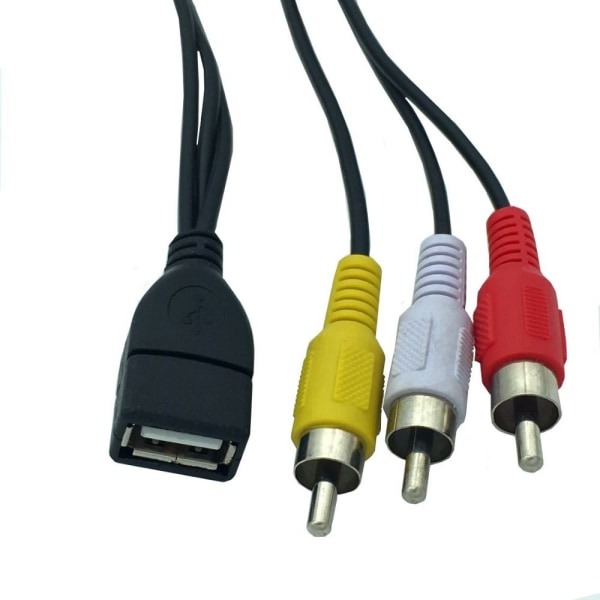 USB til 3 RCA-kabel Audio Videoledning 1,5M USB-F TIL RCA-M 1,5M 1.5m USB-F to RCA-M