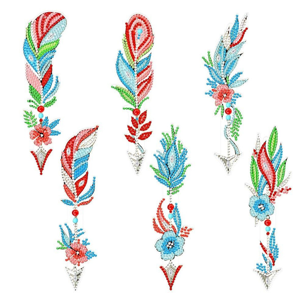6 kpl / set Feather Bookmark Diamond painting Kirjanmerkki 01 01 01