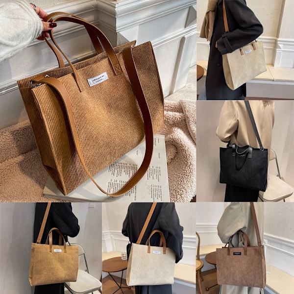 Lærreds skuldertaske Indkøbstasker KHAKI khaki
