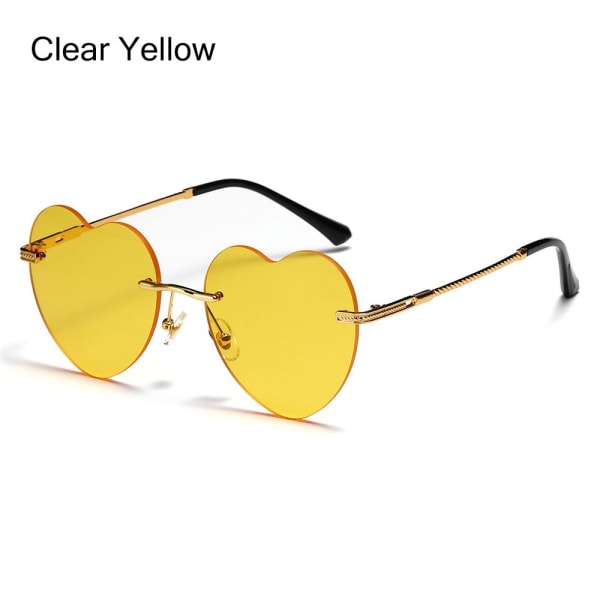Hjärta Solglasögon Damsolglasögon KLART GUL Clear Yellow