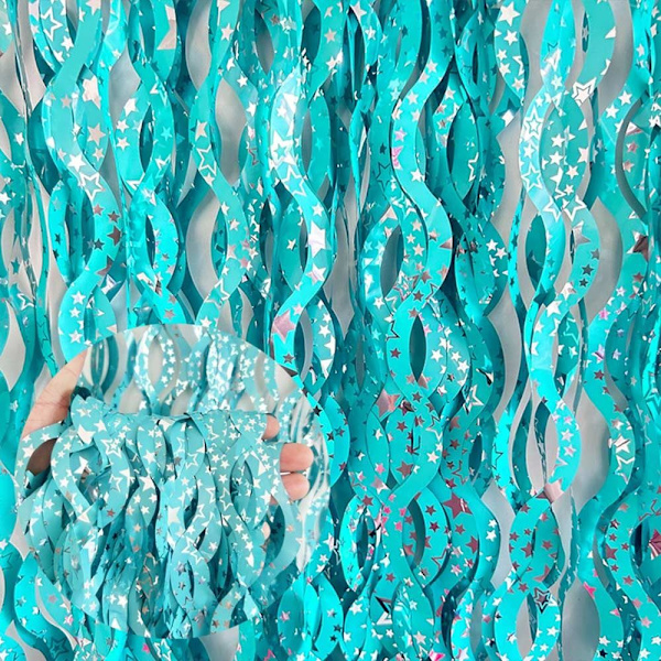 Tinsel Foil Fringe Verho SININEN blue