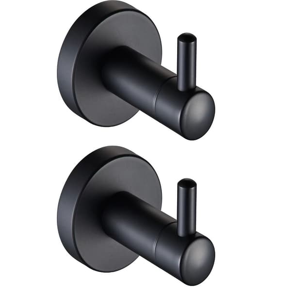 2 Stk Håndkleholder Nøkkelkrok SORT SORT Black