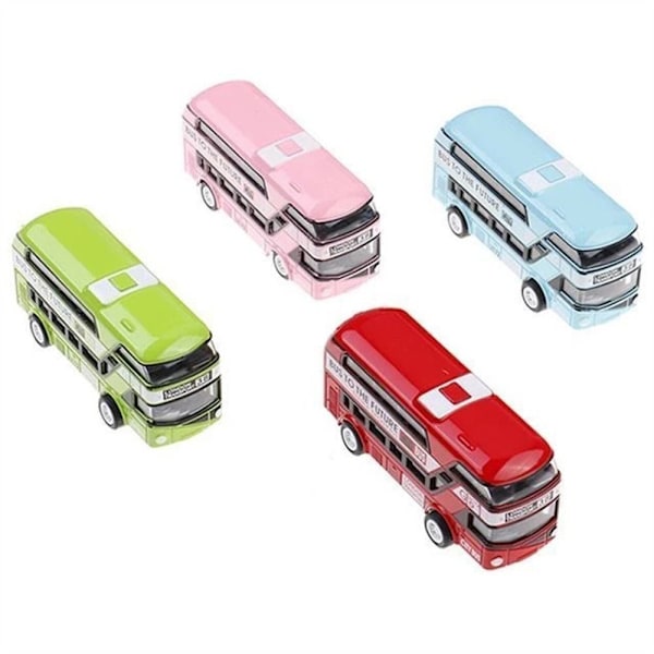 Double Decker Bus Legetøj Model Pull Back Legetøj BLÅ Blue