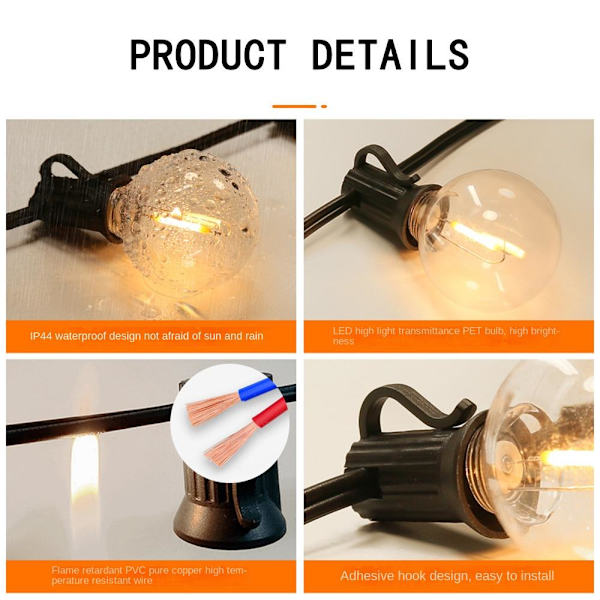 Festoon String Lights Trädgårdsdekorlampa 3M(10&1)EU EU 3m(10&1)EU