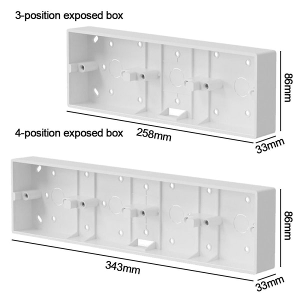 Bryter Stikkontakt Boks Ekstern Monteringsboks HVIT 343X86X33MM white 343x86x33mm