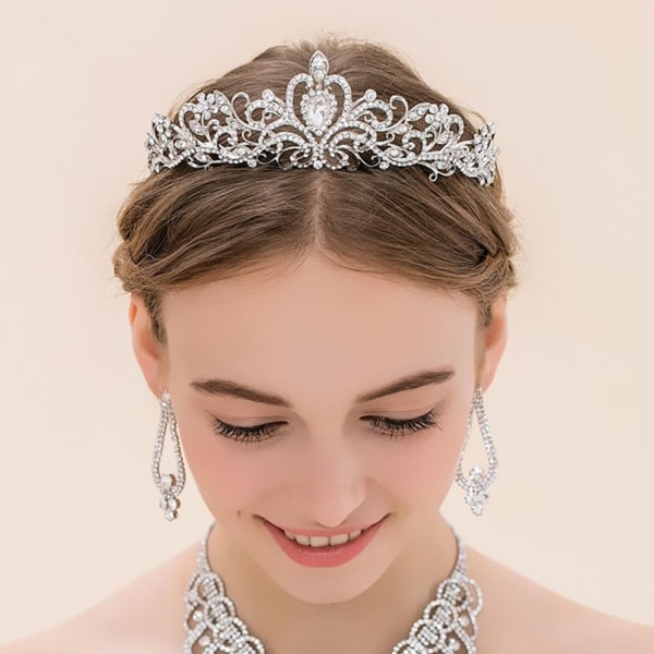 Crystal Rhinestone Crown Coiffure Crown Tiara HVID&ROSA White&pink