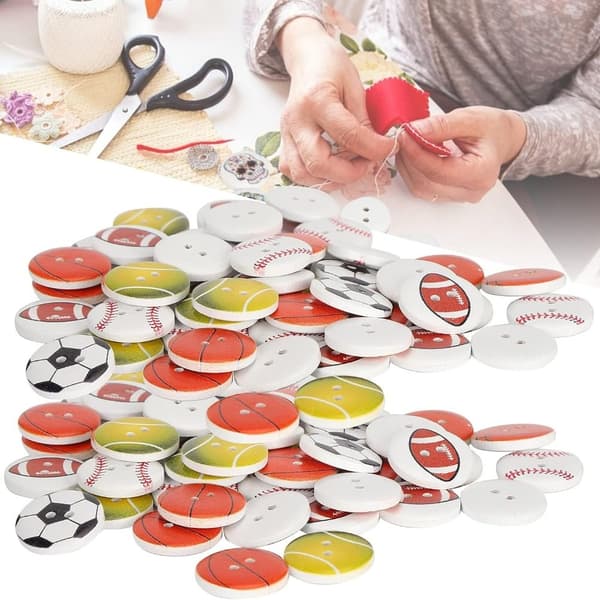 Ball Sport Maling Runde Tre knapper Flatback knapper