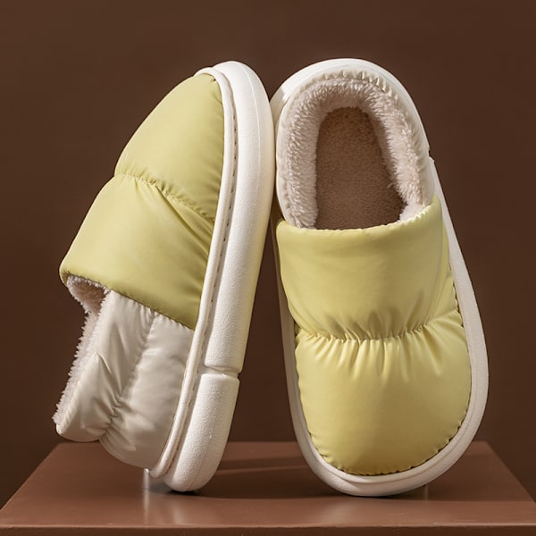 kvinnor vinter fleece inomhus varma bomullstofflor gul 40-41
