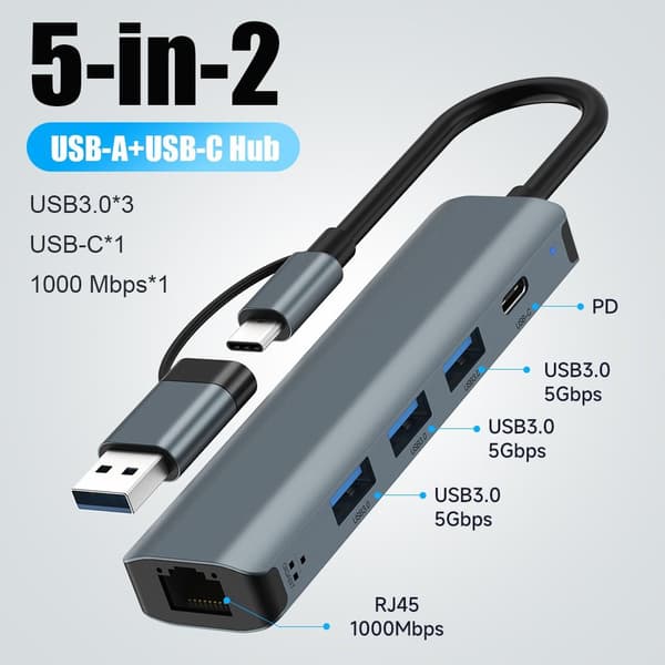 USB C HUB -moniporttinen sovitin USB 3.0 -jakaja