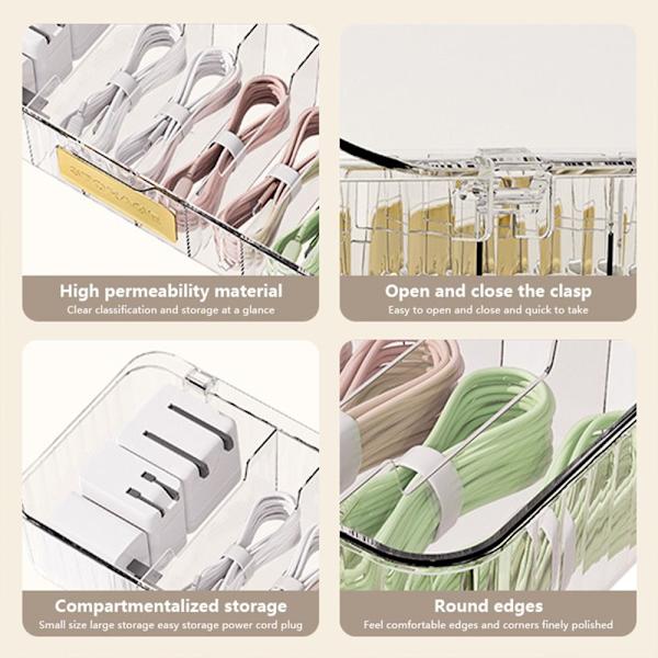 Laddare Sladd Förvaringsbox Datakablar Organizer GRÅ grey