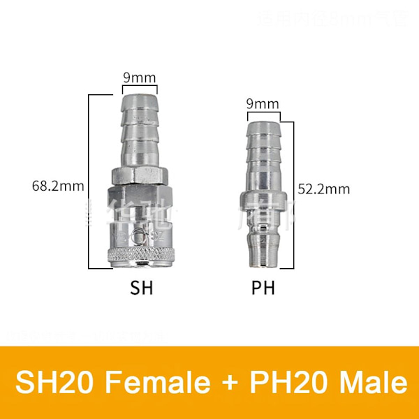 Snabbkoppling Rapidities Pneumatisk koppling SH20 PH20 SH20 PH20 SH20 PH20
