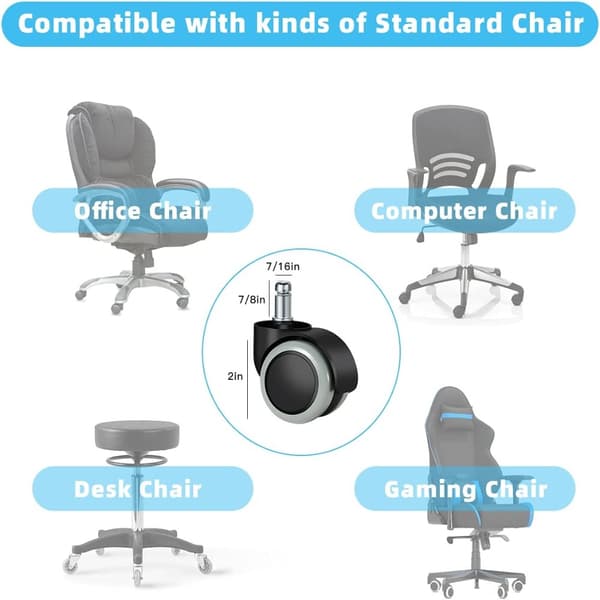 Castor Caster Wheels Byte av kontorsstol Säte Reserv