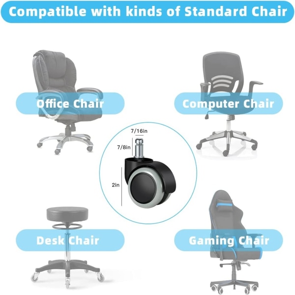 Castor Caster Wheels Kontorstol Sete erstatning Reserve