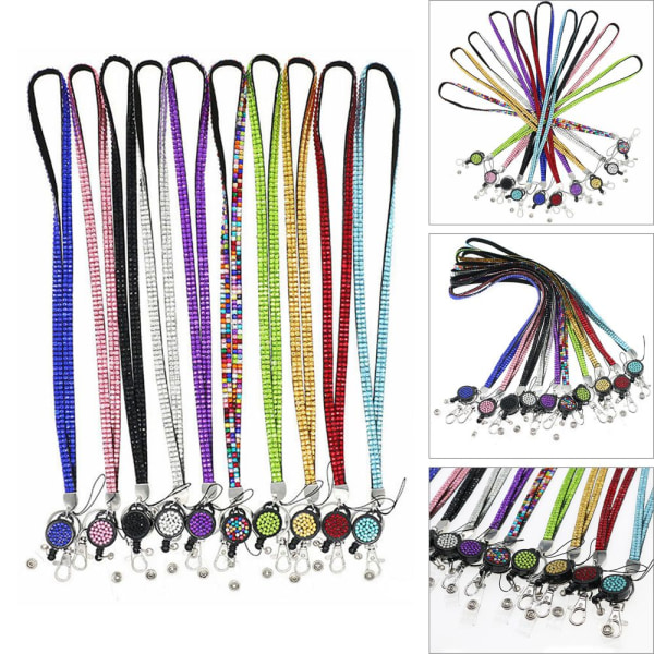 Bling Crystal Lanyard ID-korthållare LJUSBLÅ Light Blue