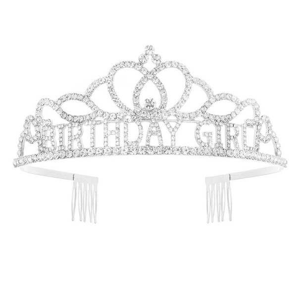 Fødselsdagskrone Tiara Krystal Rhinestone Krone SØLV Silver