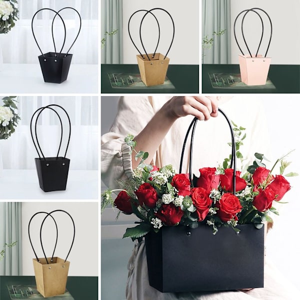 2 Stk Blomsteræske Vandtæt Papir SORT 15,5X13X9,5 Black 15.5x13x9.5