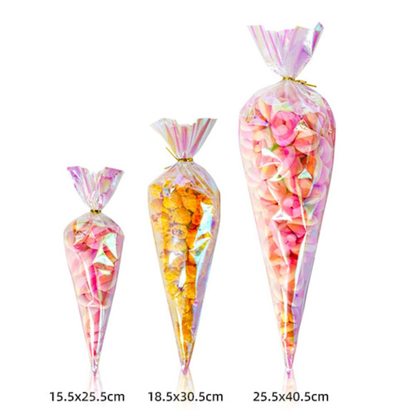 50 STK multifarve gaveposer Slik cellofanpose 15,5 x 25,5 cm 15.5x25.5cm
