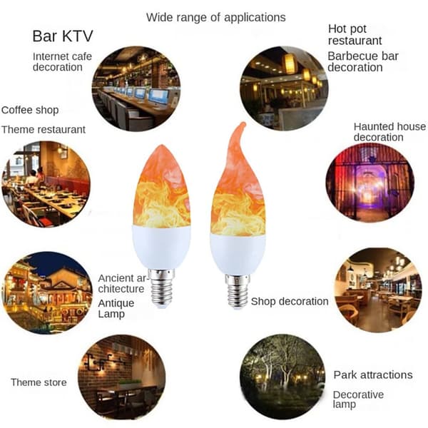 LED Flame Glödlampor Candle Fire Glödlampa E14A A E14A