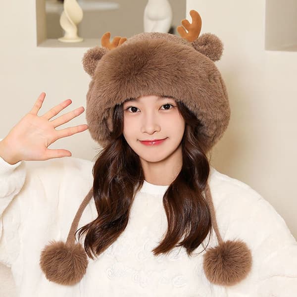 Beanie Hat Pompoms Hat SORT black