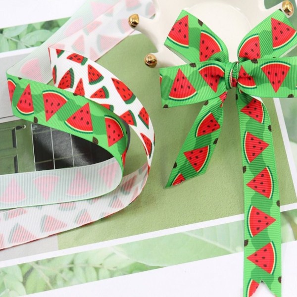 4 ruller 20 Yards Watermelon Ribbon Wired Edge Ribbon Sommer