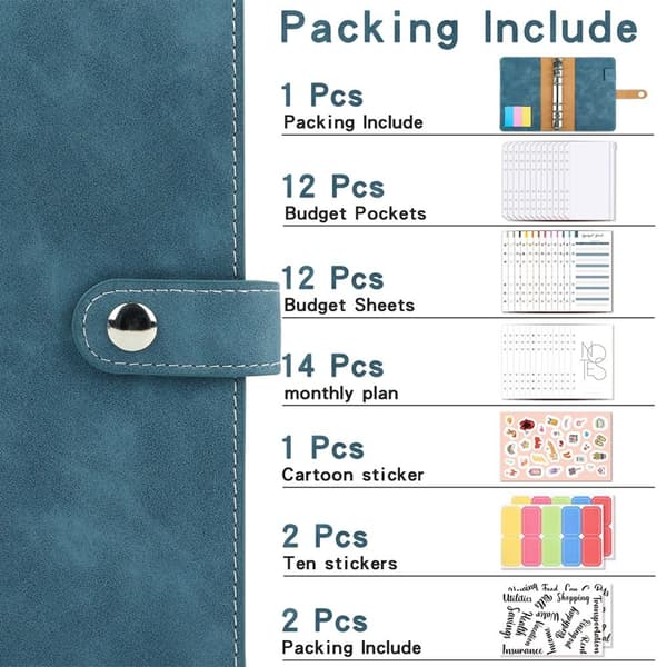 Spareudfordring Binder Planner Notesbog LYSEBLÅ light blue