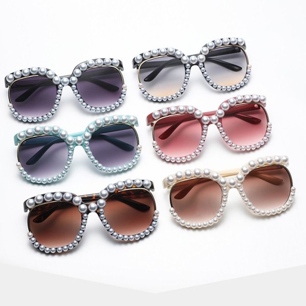 Pearl Sunglassesf eller Women's Party Glasögon SVART-GRÅ Black-Gray