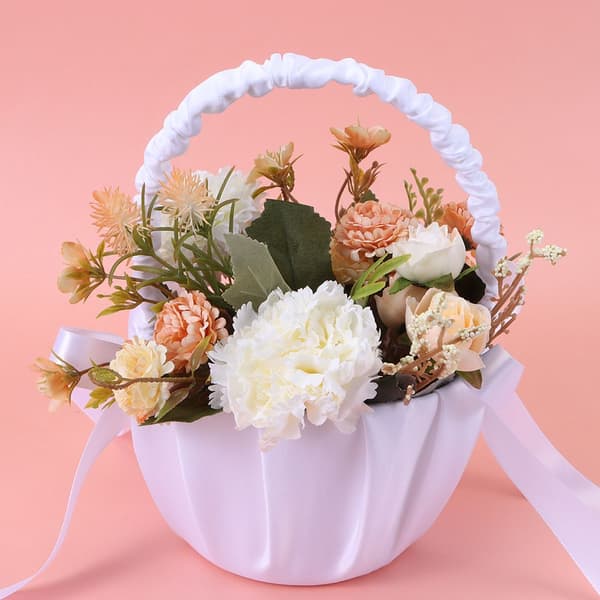 Bröllopsblomkorg Blomsterflicka Spets Pärla