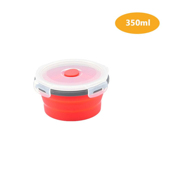 Kokoontaittuva lounaslaatikko, mikroaaltouuni, kokoontaitettava kulho PUNAINEN 350ml Red 350ML