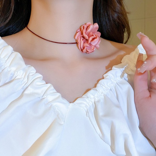 Rose Flower Choker Big Rose Halskjede LILLA purple