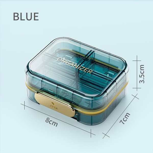 Medicin Organizer Box Case BLÅT blue