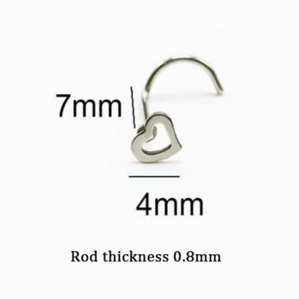 Nose Stud Heart Screw Studs 04 04 04