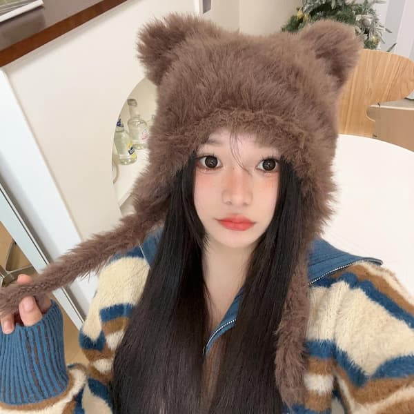 Cat Ears Hat Beanies Cap GRÅ grey