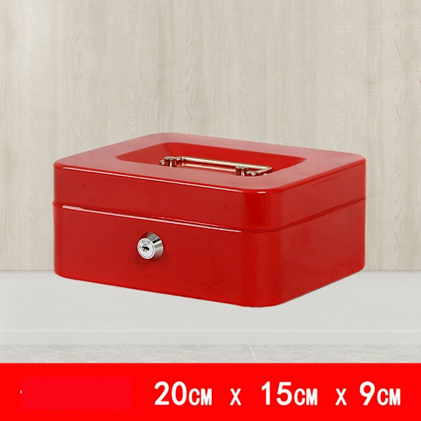 Metallinen kassakaappi PUNAINEN 20cm x 16cm x 9cm RED 20cm x 16cm x 9cm