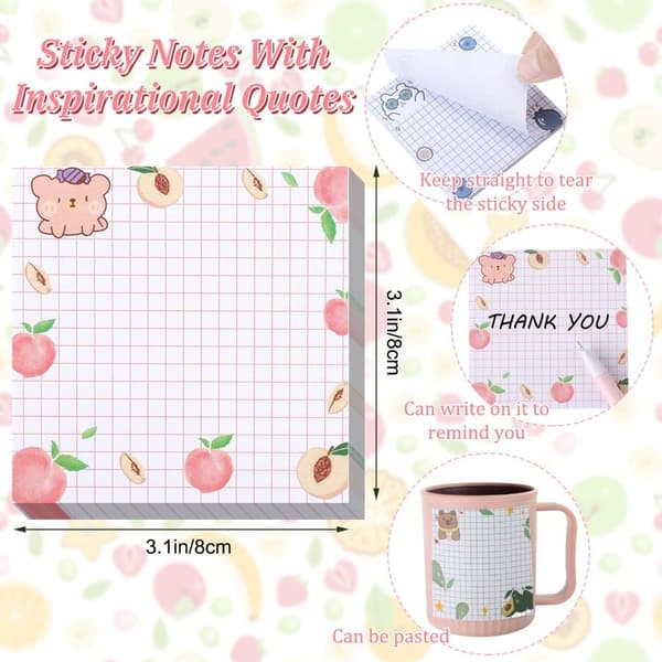 6 tyynyä Sticky Notes Itsekiinnittyvä kiinteä hedelmämuistilappu