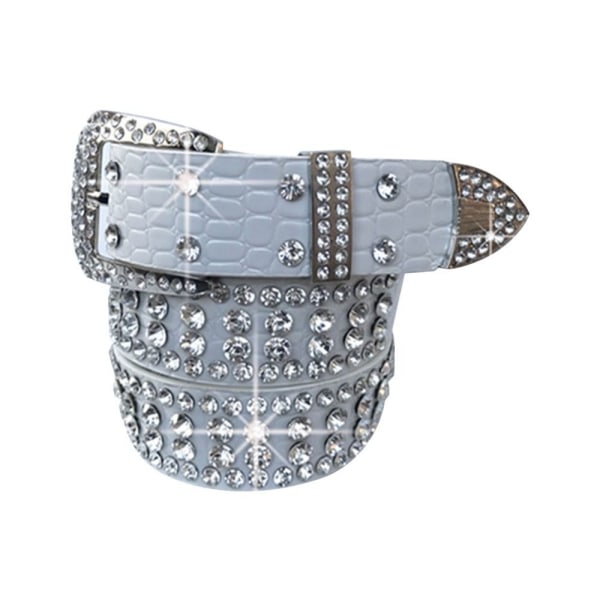 Bling Bling Diamond Leather Belte Pin Spenne Midjebånd KAFFE coffee