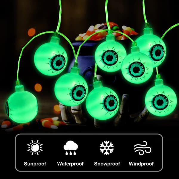 Eyeball String Lights Halloween Lights VIHREÄ Green