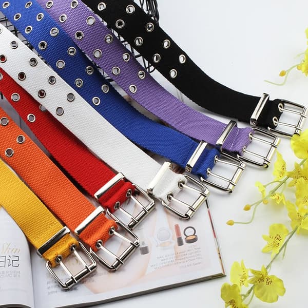 Nylon bälte Dubbelstift Spänne Midjeband BLÅT blue