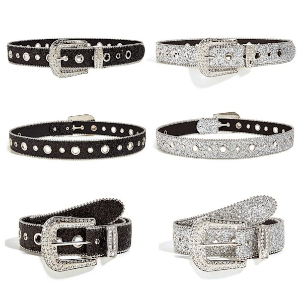 Rhinestone bælte linning SORT Black