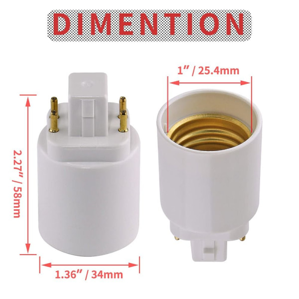 4 stk. Gx24q til E26/E27 Sokkel Adapter Lampe Base Holder