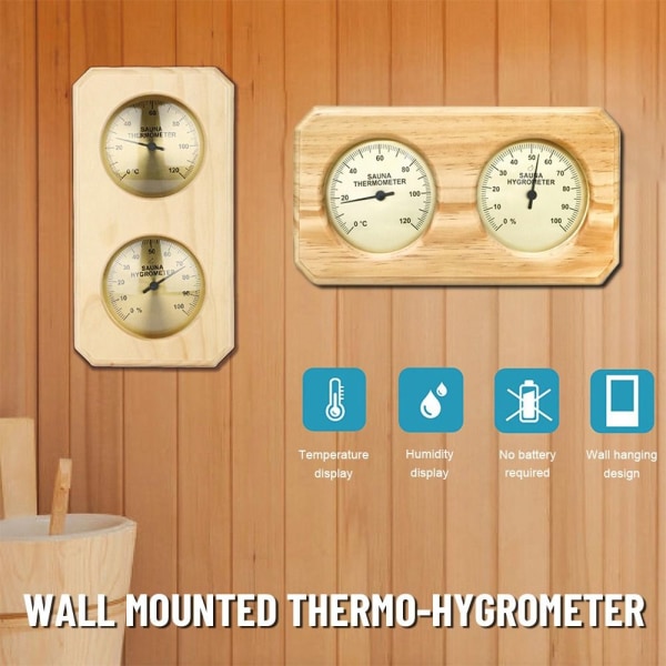 Veggmontert termo-hygrometer Termometer hygrometer Vertically