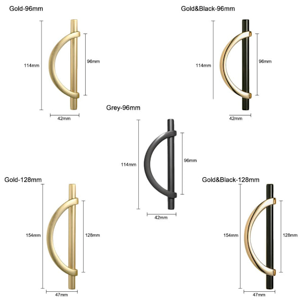 Dørhåndtak Skap Håndtak GULL&SORT 96MM gold&black 96mm