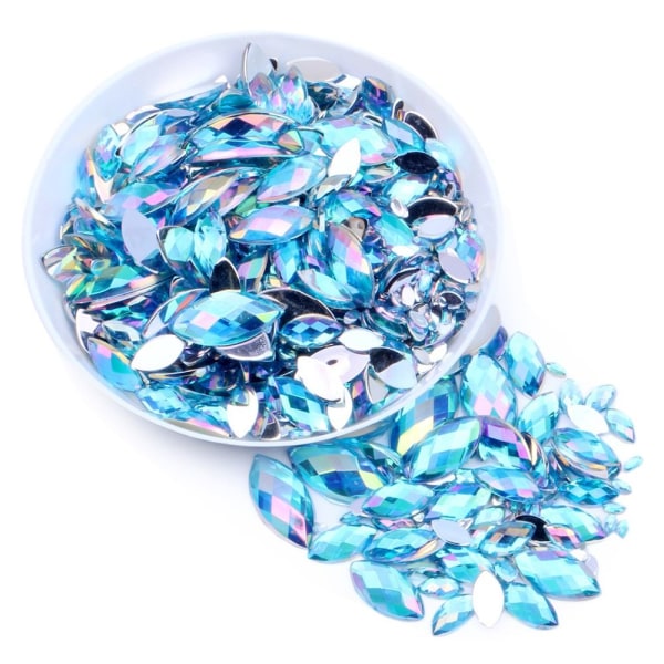 3x6 mm 1000 st Glitter Facetter Rhinestone Flatback Applique LAKE lake blue