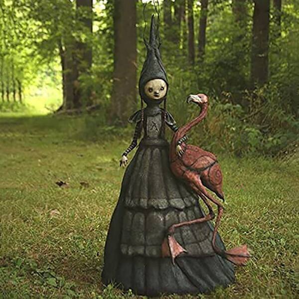 Häxor Skulpturer Konst Docka Skulpturer FLAMINGO HÄXA FLAMINGO Flamingo Witch