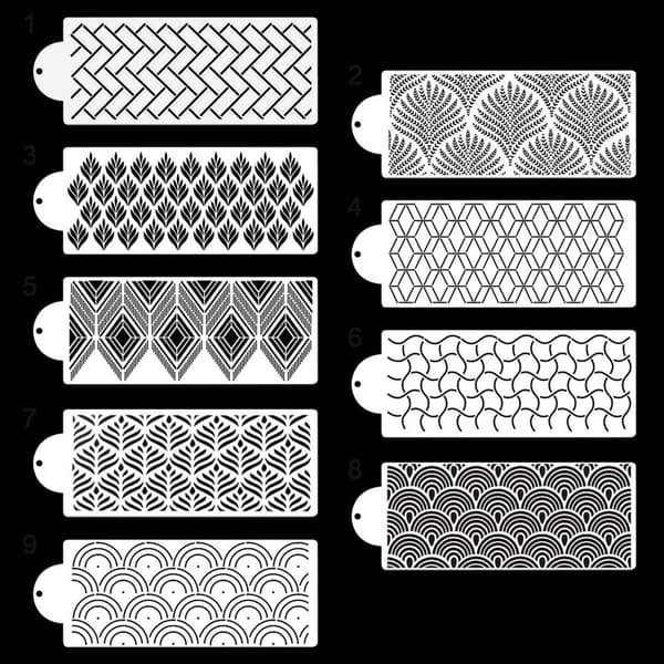 3 stk Cake Mesh Stempler Sjablonger Preging 9 9 9