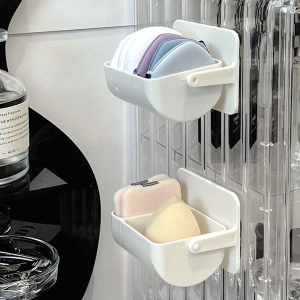 2 STK Luftpude Opbevaringsbeslag Powder Puff Tørringsholder HVID White
