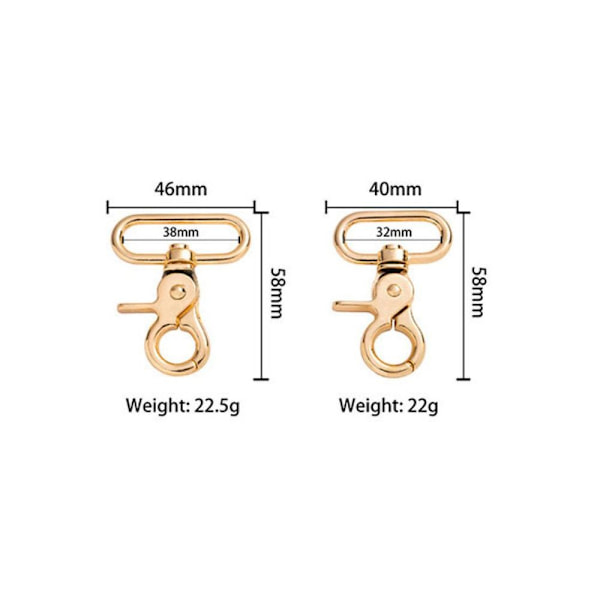 2kpl Metal Snap Hook Traction Soljet GOLD 38MM Gold 38mm