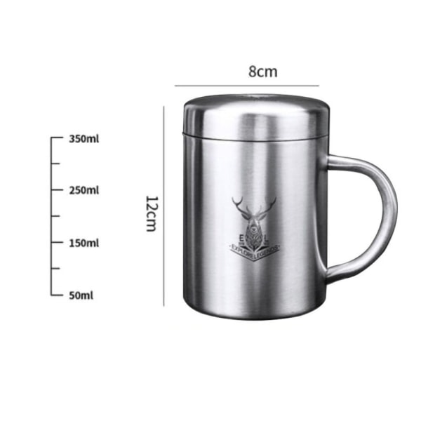 Kahvikuppi, kaksipohjainen muki SILVER 350ML 350ML silver 350ml-350ml