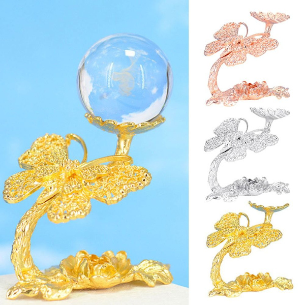 Butterfly Display Base Holder Krystalkugle Display Stand GULD Gold