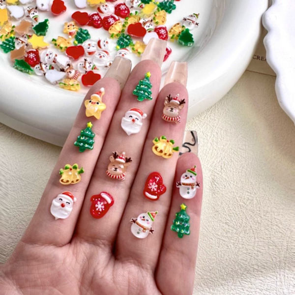 10 kpl Joulun nail art Nail Art Ornamentteja F-10 kpl F-10pcs